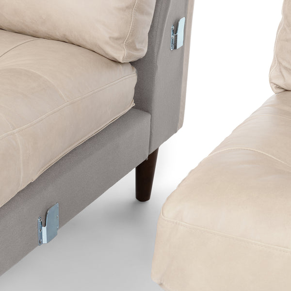 Vienna 6 Seater Sofa Left Corner - ( Leatherette Fabric - Beige )