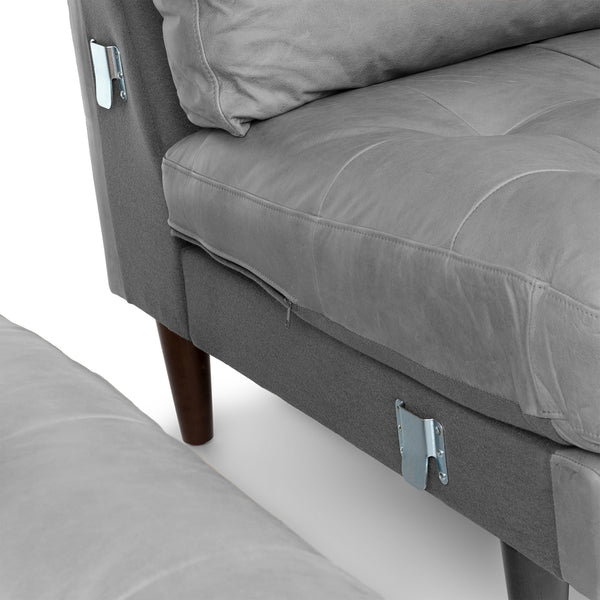 Vienna 6 Seater Sofa Left Corner - ( Leatherette Fabric - Grey )