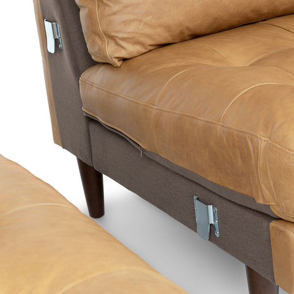 Vienna 6 Seater Sofa Right Corner - ( Leatherette Fabric - Tan )