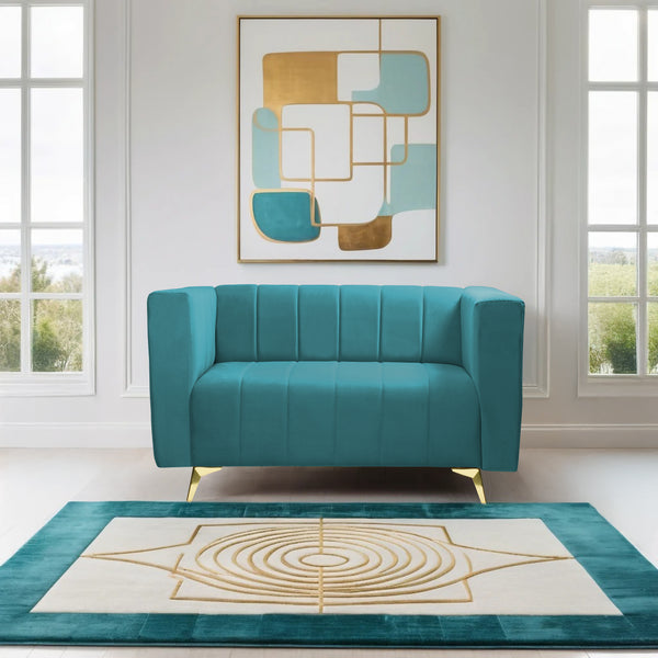 Tokyo Icon 2 Seater Sofa - ( Plush Suede Fabric - Teal )