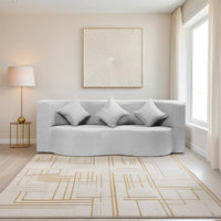 flipper x sofa cum bed 3 seater plain cushion jute fabric light grey