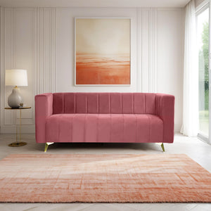 Tokyo Icon 3 Seater Sofa- ( Plush Suede Fabric- Peach )