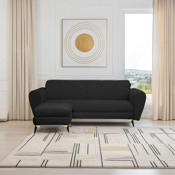 Milan Icon Ottoman 4 Seater Sofa - ( Plush Suede Fabric - Black )