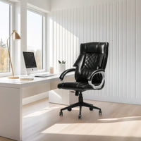 magnum mid back office chair ergonomic durable versatile leatherett black