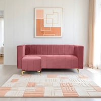 tokyo icon ottoman 4 seater sofa plush suede fabric peach