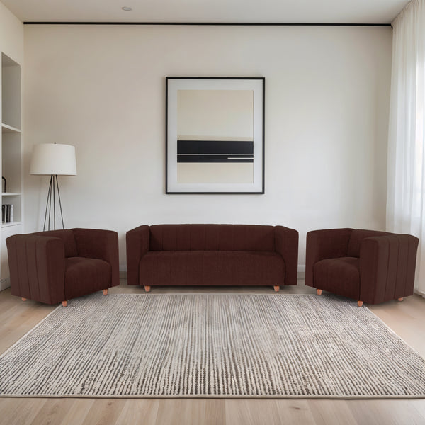 Tokyo 5 Seater Sofa- (3+1+1) ( Premium Molfino Fabric- Brown)