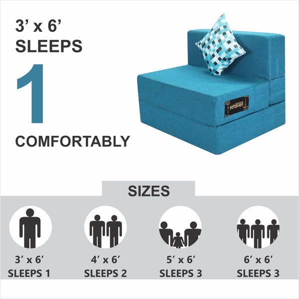 Rejoice Sofa Cum Bed - 1 Seater, Printed Cushion (Jute Fabric- Sky Blue )