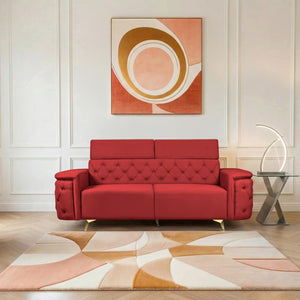 Rome 3 Seater Sofa- ( Plush Suede Fabric-Maroon )