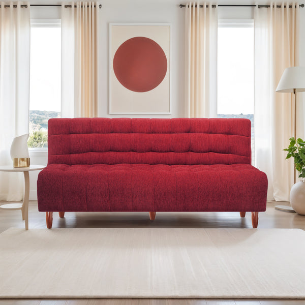 Florida Neo 4 Seater Wooden Sofa Cum Bed - ( Premium Molfino Fabric- Maroon )