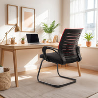 seventh heaven blaze mid back office chair for work from home study chair revolving chair computer chair 3 years warranty metal sled base orange mesh copy