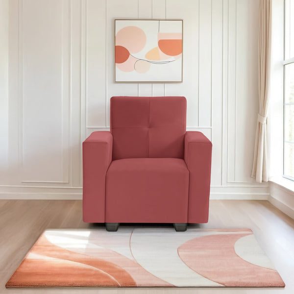 London 1 Seater Sofa- ( Plush Suede Fabric- Peach )