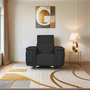 Rome 1 Seater Sofa- ( Plush Suede Fabric- Black )