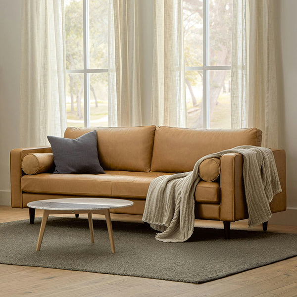 Vienna 3 Seater Sofa- ( Leatherette Fabric - Tan )