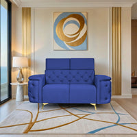 rome 2 seater sofa plush suede fabric blue