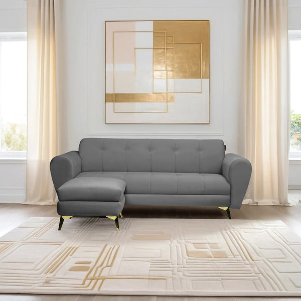 Milan Icon Ottoman 4 Seater Sofa - ( Plush Suede Fabric - Grey )