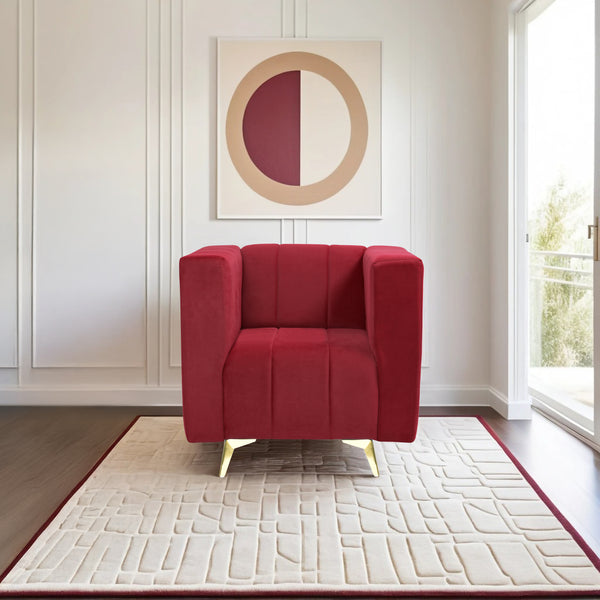 Tokyo Icon 1 Seater Sofa- ( Plush Suede Fabric- Maroon )
