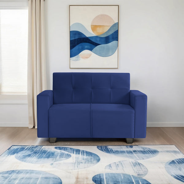 London 2 Seater Sofa- ( Plush Suede Fabric- Blue )