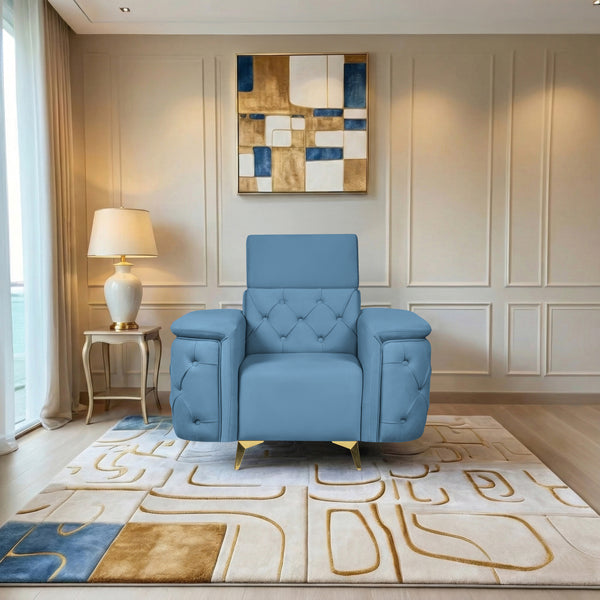 Rome 1 Seater Sofa- ( Plush Suede Fabric- Sky Blue )