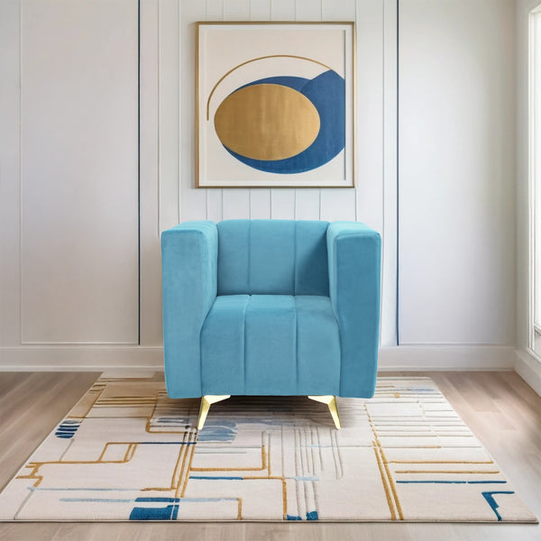 Tokyo Icon 1 Seater Sofa- ( Plush Suede Fabric- Sky Blue )