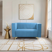 tokyo icon 2 seater sofa plush suede fabric sky blue