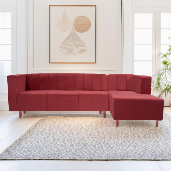 Sydney 6 Seater sofa right corner- ( Plush Suede Fabric- Maroon )