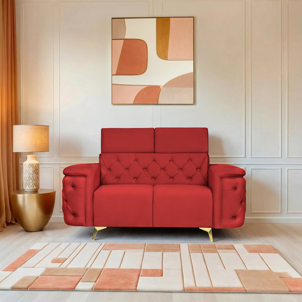 Rome 2 Seater Sofa- ( Plush Suede Fabric- Maroon )