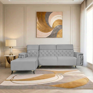 Rome 6 Seater Sofa Set Left Corner- ( Plush Suede - Grey )