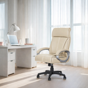 Elite High-Back Office Chair – Ergonomic, Durable & Versatile (Leatherett - Beige)