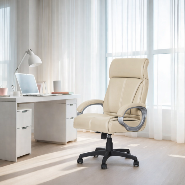 Elite High-Back Office Chair – Ergonomic, Durable & Versatile (Leatherett - Beige)