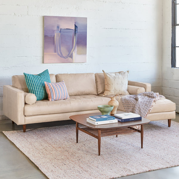 Vienna 6 Seater Sofa Right Corner - ( Leatherette Fabric - Beige )