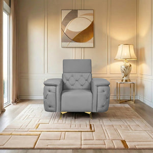 Rome 1 Seater Sofa- ( Plush Suede Fabric- Grey )