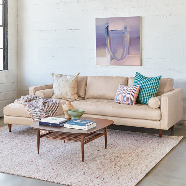 Vienna 6 Seater Sofa Left Corner - ( Leatherette Fabric - Beige )