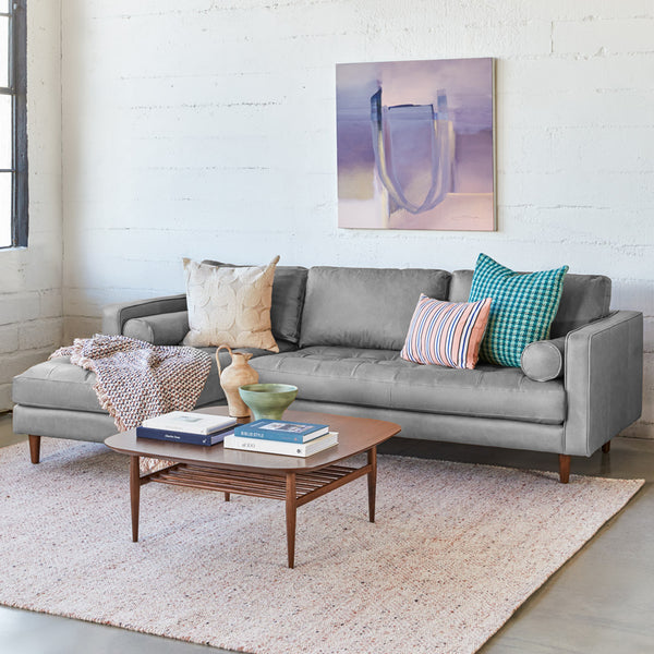 Vienna 6 Seater Sofa Left Corner - ( Leatherette Fabric - Grey )