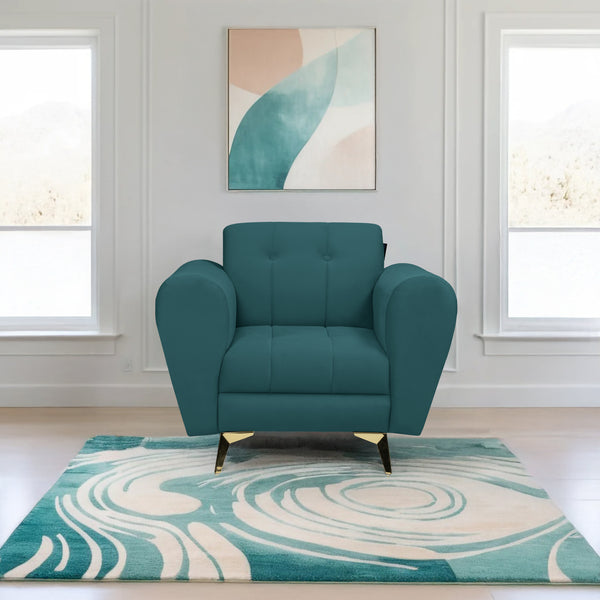 Milan Icon 1 Seater Sofa- ( Plush Suede Fabric- Teal )