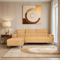 rome 6 seater sofa set left corner plush suede beige