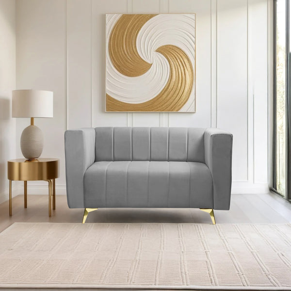 Tokyo Icon 2 Seater Sofa - ( Plush Suede Fabric - Grey )