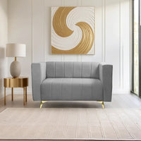 tokyo icon 2 seater sofa plush suede fabric grey