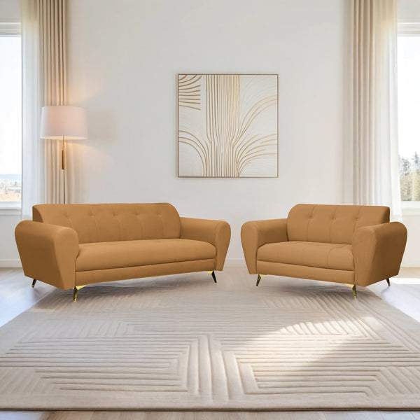 Milan Icon (3+2) Seater Sofa- ( Plush Suede Fabric - Beige)