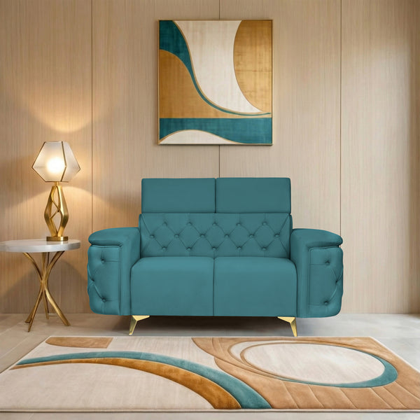 Rome 2 Seater Sofa- ( Plush Suede Fabric- Teal )