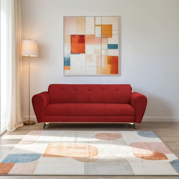 Milan Icon 3 Seater Sofa- ( Plush Suede Fabric- Maroon )