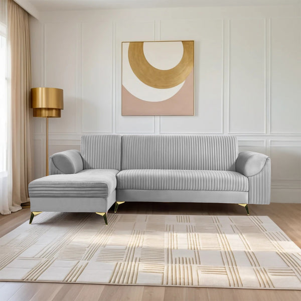 Venice 6 Seater Sofa Left Corner - ( Plush Suede Fabric - Grey )