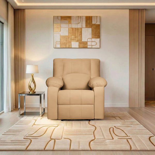 Phoenix Icon 1 Seater Recliner – ( Spacious, Luxurious & DIY-Friendly, Plush Suede - Beige )