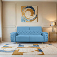 rome 3 seater sofa plush suede fabric sky blue