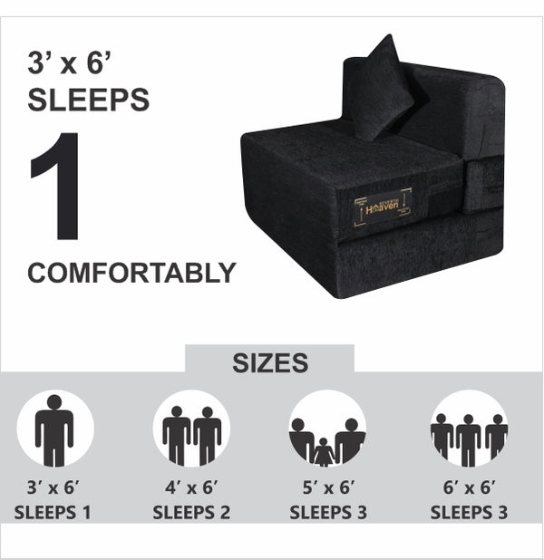 Rejoice Sofa Cum Bed - 1 Seater, Plain Cushion (Jute Fabric, Black  )