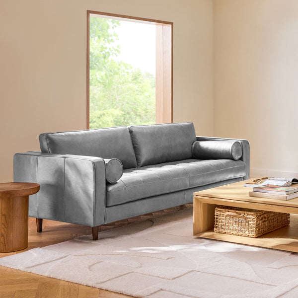 Vienna 3 Seater Sofa- ( Leatherette Fabric - Grey )