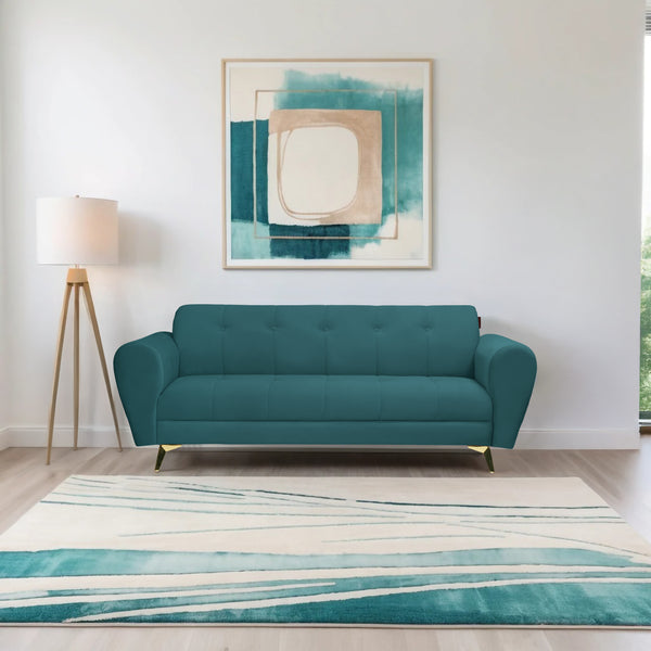 Milan Icon 3 Seater Sofa- ( Plush Suede Fabric- Teal )