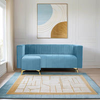 tokyo icon ottoman 4 seater sofa plush suede fabric sky blue