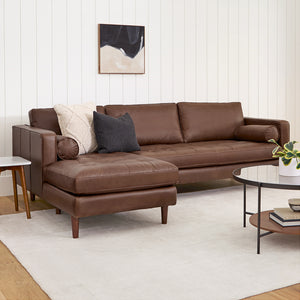 Vienna 6 Seater Sofa Left Corner - ( Leatherette Fabric - Brown )