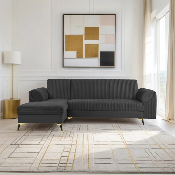 Venice 6 Seater Sofa Left Corner - ( Plush Suede Fabric - Black )
