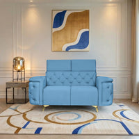 rome 2 seater sofa plush suede fabric sky blue
